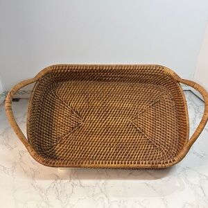 Pampered Chef, Woven Rectangular Basket/Tray with Handles